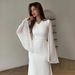 Modest Abaya Dress Plus Size Women's Long Sleeved V Neck Bodycon Dress White Pencil Dress Fashion Autumn_ecoleips.com