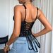 European And American Foreign Trade Sexy Lace Underwire Diamond Fishbone Cropped See-through Hot Girl Slim-fit Tank_ecoleips.com