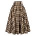 Aria Basics Aria Basics European And American Foreign Trade High Flared Autumn Winter Fashion Women's Plaid Elastic Waist A-line Skirt_ecoleips.com