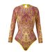 Smart Sunscreen Swimsuit 2025 Women's Long Sleeve Mesh One Piece with Russian Swim Trunks And Skirt European American Style_ecoleips.com