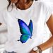 European And American Cross-border Foreign Trade Wholesale Women's Floral Butterfly Round-neck Plus-size Short-sleeve_ecoleips.com