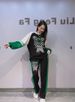 Color-Block Oversized Sweatsuit Set Long Sleeve round Neck Crystal Hoodie Jogger Pants Women's Comfortable Streetwear XL XXL_ecoleips.com