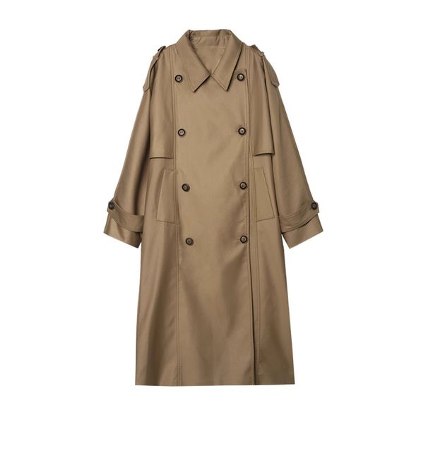 Classic Double-Breasted Trench Coat For Women - Mid-Length Tailored Jacket With Notched Lapel, Structured Silhouette & Functional Pockets_ecoleips.com