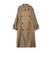 Classic Double-Breasted Trench Coat For Women - Mid-Length Tailored Jacket With Notched Lapel, Structured Silhouette & Functional Pockets_ecoleips.com