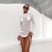 Women's Hollow Side Straps round Neck Backless Sunscreen Beach Blouse Dress Cross Border Foreign Trade Hot Selling_ecoleips.com