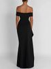 Women’s Off Shoulder Maxi Dress Sexy Split Long Dress Elegant Slim Fit Summer Dress Glamorous Vacation Outfit Chic Fashion_ecoleips.com