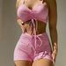 High Waisted Lace-Up Straps Bikini Set Sexy Striped Two-Piece Swimsuit Retro Trendy Beachwear for Women_ecoleips.com