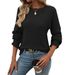 European And American Cross-Border Wo's Fashion 2026 Autumn Winter New Loose Casual Ribbed Long Sleeve T-Shirt For_ecoleips.com