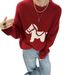 girl 2025 Autumn Winter New Wool For Women Soft And Cozy Knitted Sweater Christmas Atmosphere Loose Fit Versatile Stylish_ecoleips.com