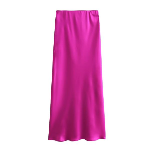 European & American Style Women's Silk Satin Midi Skirt Fashionable Versatile Ankle-Length Ball Gown For Summer 8534899_ecoleips.com