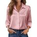 Aria Basics Aria Basics New European And American Cross-border Satin Women's Long-sleeve Silk Button-up Shirt For Autumn_ecoleips.com