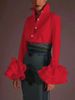 Women's Clothing Autumn New Solid Color Slim Casual Lotus Leaf Sleeve Shirt Tops_ecoleips.com