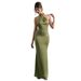 ng2510292 Cross-Border Halter Neck Evening European And American Slim Fit New Solid Color Sexy Women's Long Banquet Dress_ecoleips.com
