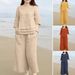 Women's Clothing New Cotton And Linen Casual Loose Solid Color Suit Two Piece Suit_ecoleips.com