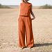 Women's Clothing Plus Size Women's Solid Color National Style Retro Pants Suit Cotton And Linen Casual Long Sleeved Loose Cotton Suit_ecoleips.com