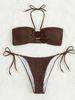 Women's Clothing Stylish Split System Swimsuit For Women Adjustable Tie-Front Bikini Set – High-Stretch Nylon & Quick-Dry Lining (6 Bold Colors)_ecoleips.com