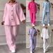 Women's Clothing 2 piece Set Large Size Cotton and Linen Shirt Set High Waist Loose Pants_ecoleips.com