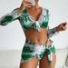 Trendy 4-Piece Bikini Set For Women - Sexy High-Cut Swimwear With Adjustable Straps & Quick-Dry Fabric (Multiple Prints)_ecoleips.com