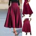 Women's Clothing Fashion Elegant Solid Color A Line Version Slim High Waist Long Skirt_ecoleips.com