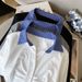 Women's Clothing Polo Collar Long Sleeved Knitted Top Spring New Versatile Pleated Contrast Color Plaid T Shirt_ecoleips.com