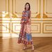Women's Long Sleeved V Neck Robe Dress Ethnic Print Suitable for Everyday Wear Festivals And Parties Muslim Fashion_ecoleips.com
