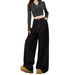 Black Gold Spring/Summer Straight-Leg Jeans For Women 2025 Autumn New High-Waisted Loose Wide-Leg Pants_ecoleips.com