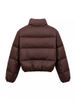 "Women's Short Puffer Jacket Winter Coat With Scarf Collar, Thickened Warm Zip Up Outerwear Loose Fit Casual Streetwear 3D Effect, Black, S/M/L"_ecoleips.com