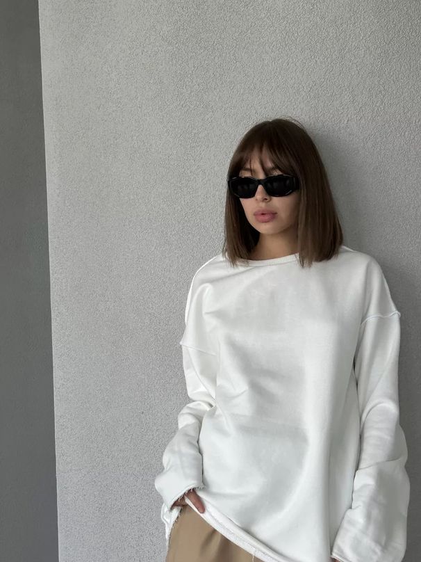 Casual European And American Women's Clothing Solid Color Round Neck Long-sleeved Top Loose Hem Rough Edge Decorative Sweater_ecoleips.com