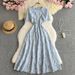 Round Neck Waist Short Sleeve Dress Women's Slim Long Skirt_ecoleips.com