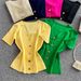 Elegant V-Neck Knit Top For Women – Breathable Summer Pullover With Single Button Detail_ecoleips.com