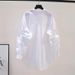 Women's Clothing Long Sleeved Drawstring Long Sleeve Shirt – Oversized Relaxed Fit Blouse With Collar (90% Polyester, Wrinkle-Free Layering Staple)_ecoleips.com
