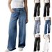Vintage Washed Women's High-Waisted Straight Leg Jeans – Relaxed Fit, Lightweight Cotton (S-3XL)_ecoleips.com