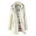 Women’s Trench Coat With Plaid Lining & Inner Pockets – Elegant Longline Jacket (Water-Resistant Polyester, Zip-Front Hooded Coat)_ecoleips.com