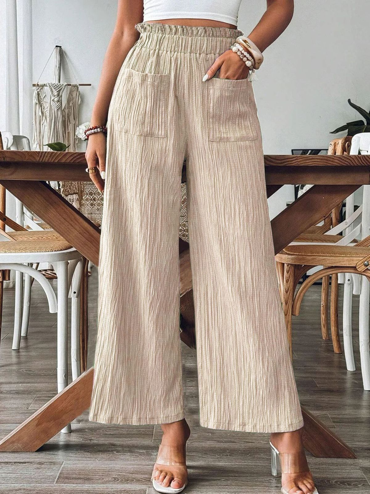 Classic Straight Leg Pants For Women - Soft & Comfortable Stretch Fabric, Versatile Solid Color Casual Trousers For Everyday Wear_ecoleips.com