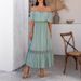 Voya Women's European And American Vacation Casual Style Off-Shoulder Waist-Cinching Dress Women's Clothing_ecoleips.com