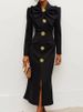 Women's Clothing Butterfly Design Lady Dress Light Luxury Style Half High Collar Waist Slit Dress_ecoleips.com