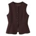 Women's Clothing Women's Fashion Two Tone Round Neck Suit Vest Style Clothing Chic Versatile For Formal & Casual For Women_ecoleips.com