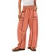 Women's Loose Fit Wide Leg Pants With Drawstring Waist, Soft Cotton Casual Trousers For Everyday Comfort, Elastic Cuff Joggers_ecoleips.com