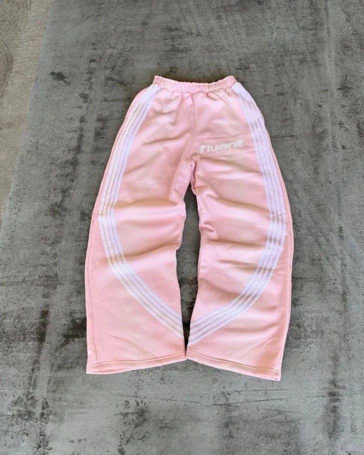 Women's Clothing Summer Fashion Loose Trousers Embroidery Contrast Striped Letter Print Bottoms_ecoleips.com