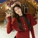 girl Christmas Atmosphere Red Cape Shawl Sweater For Women Autumn Winter Knitted Base Shirt Two-Piece Set Short Style Noble_ecoleips.com