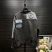 Urban Street Style Distressed Denim Jacket For Women, Oversized Patchwork Collar Coat, Fashionable Retro Loose Fit Casual Jacket_ecoleips.com