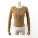 Aria Basics Aria Basics 2024 Cross-border European And American Women's See-through Long Sleeve T-shirt Button Ribbed Slim Knit_ecoleips.com