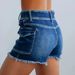 K Women's Fashion New High Waisted Elastic Tassel Denim Shorts_ecoleips.com