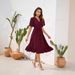 Women's Clothing V Neck High Waist Tie Dress Fur Ball Short Sleeve Dress Casual Travel Dress_ecoleips.com