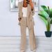 Women's Clothing Stylish Solid Color Slim Blazer Jacket Pants Suit Set - Office Elegance & Casual Chic (Khaki, Grey, Blue, Beige, Pink, Black, Navy)_ecoleips.com