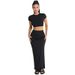 Women's Spring Summer Casual Set Style Short Cropped T-Shirt High Waisted Pencil Skirt Plus Size_ecoleips.com