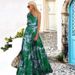 Women's Clothing Leaf Print Off Shoulder Stitching Ins Women's Summer Long Skirt Dress_ecoleips.com