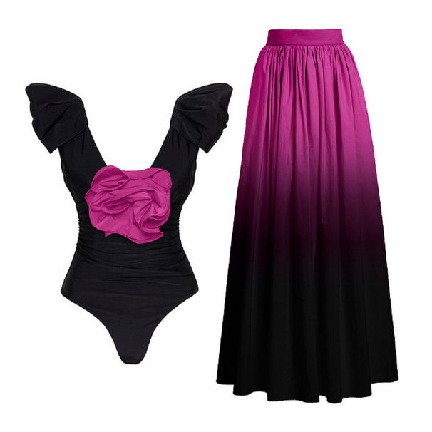 Deep V Floral Floral One-piece Swimsuit For Women_ecoleips.com