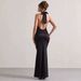 ng2510292 Cross-Border Halter Neck Evening European And American Slim Fit New Solid Color Sexy Women's Long Banquet Dress_ecoleips.com