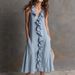 Women's Solid Color V Neck Dress Sleeveless Cotton Linen Full Skirt Ruffle Spring Summer New Style in Stock_ecoleips.com